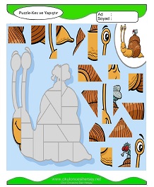 Puzzle Kes Yapıştır Çalışma Sayfaları